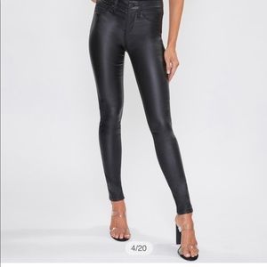 Faux leather wax coated leather pant